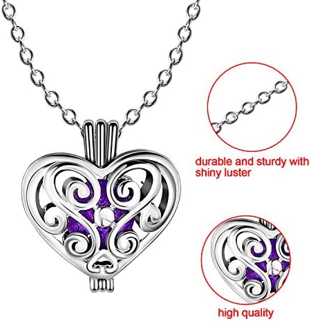 Blulu 4 Pcs Aromatherapy Essential Oil Diffuser Necklace for Women with 24 Pcs Refilled Scent Perfume Necklace Stainless Steel Locket Pendant Lava Stone Diffuser for Men Women Jewelry Birthday Gift