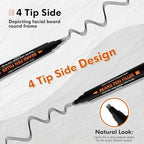 3-Pack Beard Pencil Filler for Men (Black), Four-fork Tip Beard Styling Pen, Waterproof Sweat Proof Long Lasting Beard Pencil,Effectively Enhances Facial Hair