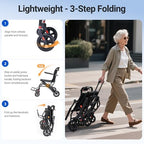 Ultra Lightweight Transport Wheelchair for Adults with Telescopic Handle, 22lbs Portable Folding Travel Wheel Chairs for Seniors