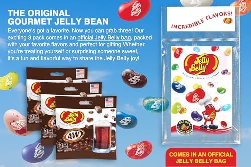 Jelly Belly Root Beer Jelly Beans, 3.5 oz Grab & Go Bags - Pack of 3 sold in Jelly Belly Bag