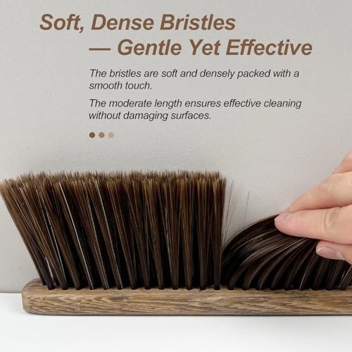 Wood Dusting Brush, Handheld Soft Bristle Cleaning Broom for Furniture, Car, Couch, Bed, Clothes, and More