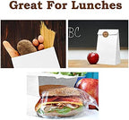 Paper Lunch Bags 100 Count Large White Lunch Bags Sacks Kraft White Paper 8LB Strong for Small Business