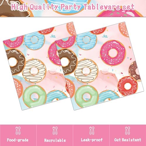 Donut Time Theme Party Napkins, 40PCS Donuts Tim Napkins Disposable, Donut Time Party Supplies Birthday Decorations, Donuts Dinner Paper Napkins for Wedding, Theme Partty, Birthday, 6.7 Inch