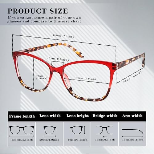 Ladies Reading Glasses，Blue Light Blocking Readers,Mult-pattern Print Cheaters,Spring Hinge Computer Eyeglasses