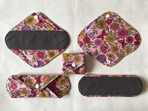 MUMBABY 7pcs Set 1pc Mini Wet Bag +6pcs 8 Inch Pantyliner Charcoal Bamboo Mama Cloth Menstrual Pads/Reusable Sanitary Pads (Colorful Star)