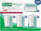 GUM Soft-Picks Original, Easy to Use Dental Picks for Teeth Cleaning and Gum Health, Disposable Interdental Brushes with Convenient Carry Case, Dentist Recommended Dental Picks, 320 Count