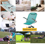 Beach Chair Reading Bed Rest Pillows,Adjustable Bed Backrest,Lifting Bed Backrest Portable Folding Adjustable Sit-Up Back Rest,Neck Lumbar Back Support with Head Pillow,Brown
