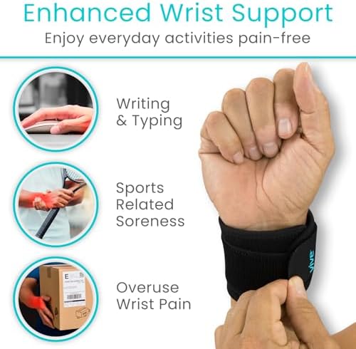 Vive Wrist Support Wrap (2 Pack) - Band for Tennis, Working Out, Golf & Sports - Adjustable Compression Strap for Tendonitis, Carpal Tunnel & Arthritis - Men & Women Protector Guards for Weightlifting