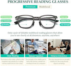 Mens Folding Photochromic Progressive Reading Glasses Blue Light Blocking Metal Foldable Multifocal Readers No-Line