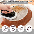 2 Pack Emery Pot Scrubbers, Sponge Brush with Handle,Nano Emery Magic Brush,Scouring Pad for Bottom of Pans