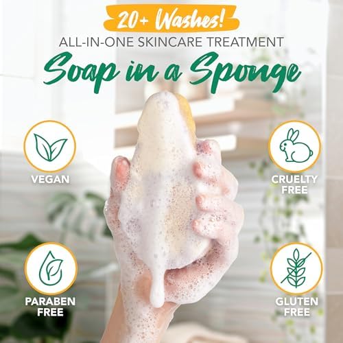 Spongeables Exfoliating Body Wash in a 20+ Wash Sponge, Vitamin C, 1 Count