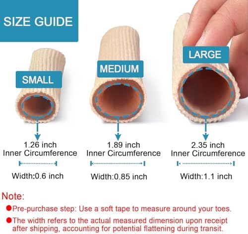 Cuttable Toe Tube Sleeves 5 Pack Made of Elastic Fabric Lined Silicone Toe Sleeve Protector for Stress Pain Relief, Corn and Calluses Remover