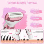 Women's Electric Razor Bikini Trimmer, 4-in-1 Cordless Shaver for Face, Legs, Underarms, Pubic Hair – Wet/Dry Use, Painless Hair Removal