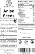 SPICES VILLAGE Anise Seeds for Baking, Whole Anise Seeds (4 oz) - Kosher, Gluten Free, Vegan, Non GMO, Resealable Bulk Bag