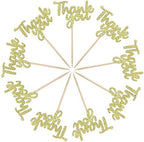 36Pcs Gold Glitter Thank You Cupcake Toppers Cake Decorations Thank You Cupcake Picks for Birthday Wedding Decorations Thanksgiving Day Anniversary Party Decoration Supplies（Gold）