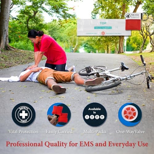 CPR Mask for Pocket or Key Chain, CPR Emergency Face Shield with One-Way Valve Breathing Barrier for First Aid or AED Training, Archer MedTech (6)