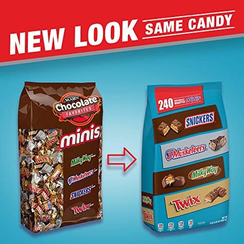 Mars SNICKERS, TWIX, 3 MUSKETEERS & MILKY WAY Individually Wrapped Variety Pack Minis Chocolate Candy Bars Bulk Assortment, 67.2 oz Bag