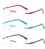 EFE Lightweight Reading Glasses Women Rimless Frameless Blue Light Blocking Unbreakable Reader 3 Pack (Mixcolor, 1.0)