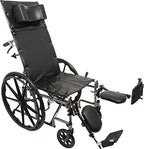 ProBasics Standard Reclining Wheelchair - Padded Detachable Desk Length Arms - 300 Pound Weight Capacity - Elevating Leg Rest, 18 x 16 inch Seat
