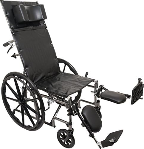 ProBasics Standard Reclining Wheelchair - Padded Detachable Desk Length Arms - 300 Pound Weight Capacity - Elevating Leg Rest, 18 x 16 inch Seat