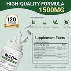 NAD+ Supplement, Liposomal NAD Nicotinamide Riboside Resveratrol 1500 mg - Anti-Aging & Brain Health, Improve Energy - Specifically for Women and Men, 120 Capsules