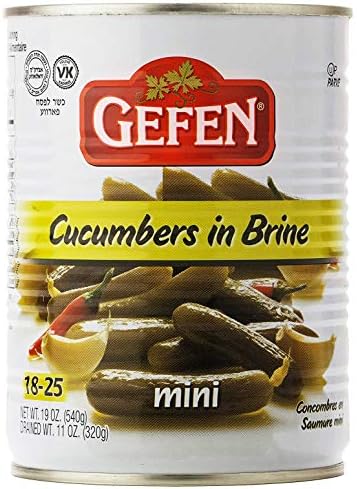 Gefen Mini Pickled Cucumber in Brine, 19oz (2 Pack)