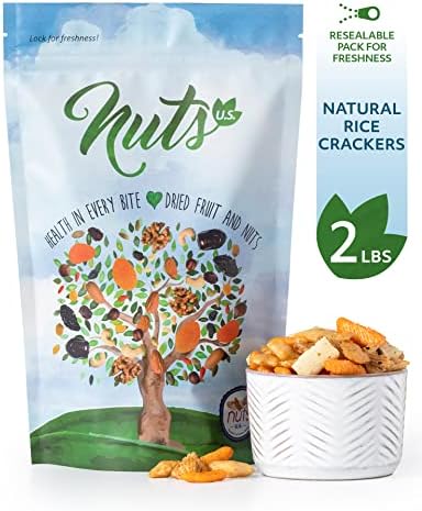 NUTS U.S. - Oriental Rice Crackers | No Artificial Colors | Crunchy | Natural | Packed in a Resealable Bag (2 LBS)