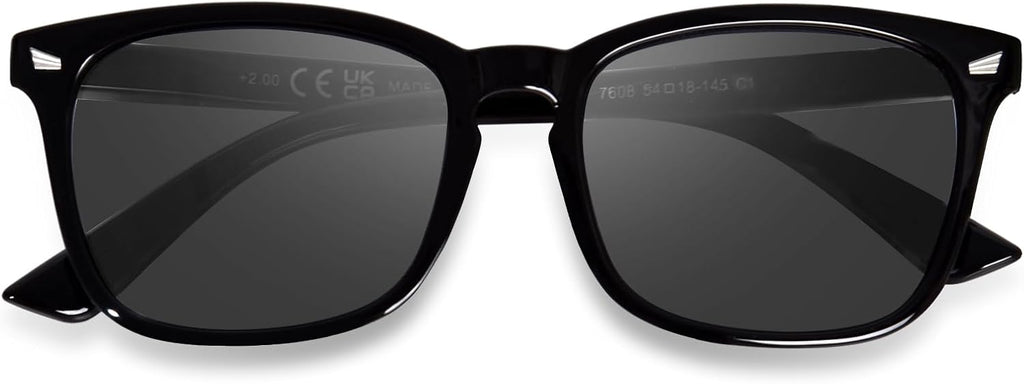 OPTOFENDY Reader Sunglasses for Women Men, Full Lens Outdoor Reading Sunglasses with Spring Hinge, UV400 Protection