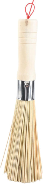 Bamboo Wok Brush, Bamboo Dish Brush Wok Cleaning Brush Pot Cleaning Whisk Dishwashing Kitchen Washing Tools Long Handle for Household Skillet Grill Utensils Cast Iron Sink Vegetable Scrubbing