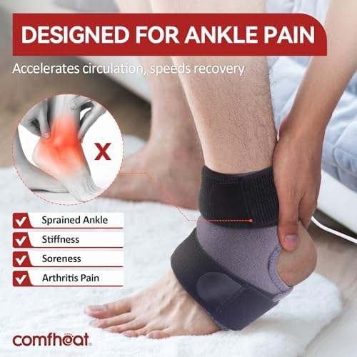 Ankle Heating Pad for Ankle Arthritis Pain Relief, USB Heated Ankle Wrap Heat Therapy for Sprains, Strains, Post-Surgical, with 3 Heat Settings, Auto Shut Off, 1 Pack