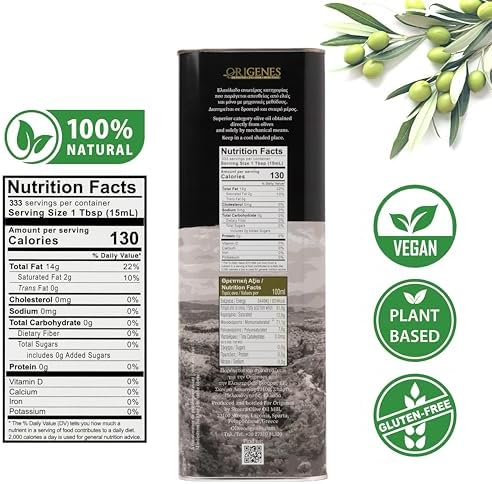 Extra Virgin Olive Oil Tin, Great Taste Cold Pressed, Polyphenol Rich EVOO, KORONEIKI Olive Oil Extra Virgin, EVOO from the Land of Sparta 3lt Tin