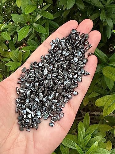 2 oz Lot Natural Semi Tumbled Hematite Gemstone Chips, Hematite Crushed Mini Crystals, Undrilled Crystal Chips (Hematite Small)