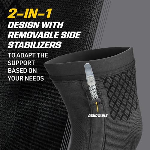 Futuro Premium Compression Knee Sleeve with Stabilizers, Removable Stabilizers, Advanced Customizable Compression Sleeve, for Mild Arthritis, Swelling, Soreness, Sprains, and Strains, Medium