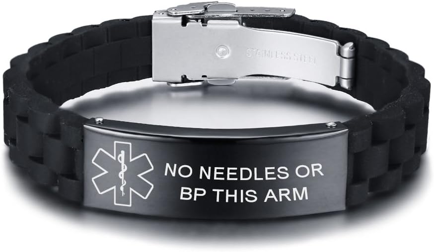 VNOX Medical Alert Bracelets for Men & Women Kids with Free Engraving Adjustable Stainless Steel Mesh Emergency Medical ID Bracelets Wristband