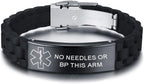 VNOX Medical Alert Bracelets for Men & Women Kids with Free Engraving Adjustable Stainless Steel Mesh Emergency Medical ID Bracelets Wristband