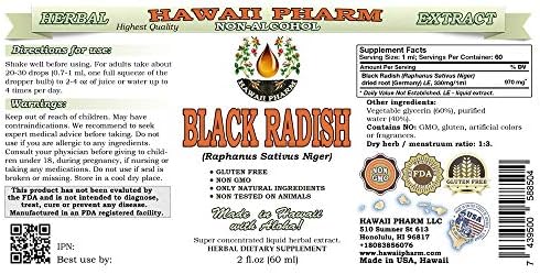Hawaii Pharm Black Radish Alcohol-Free Liquid Extract, Black Radish (Raphanus Sativus Niger) Dried Root Glycerite Natural Herbal Supplement 2 oz