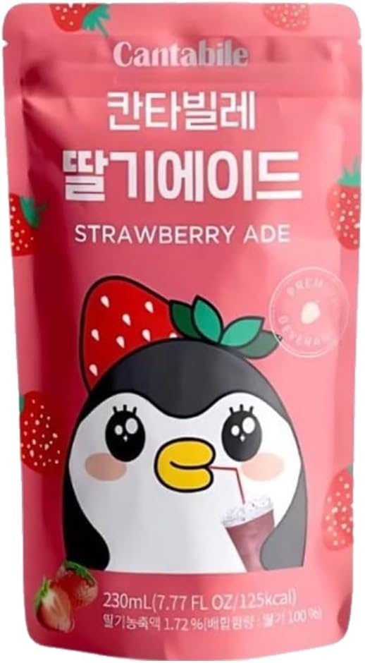 Cantabile Korean Convenience Store Pouch Drink Ready-to-Drink Refreshing Beverage Imported from Korea (1 Pack, Strawberry)
