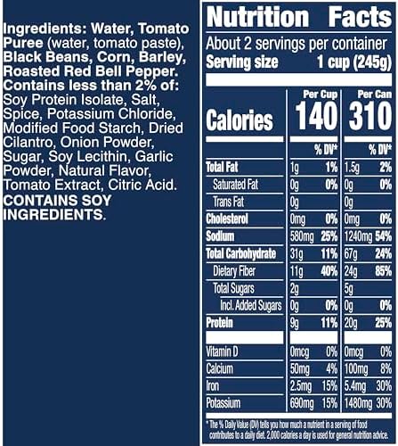 Progresso Southwest-Style Black Bean Protein Soup, Vegetarian, 18.5 oz. (Pack of 12)