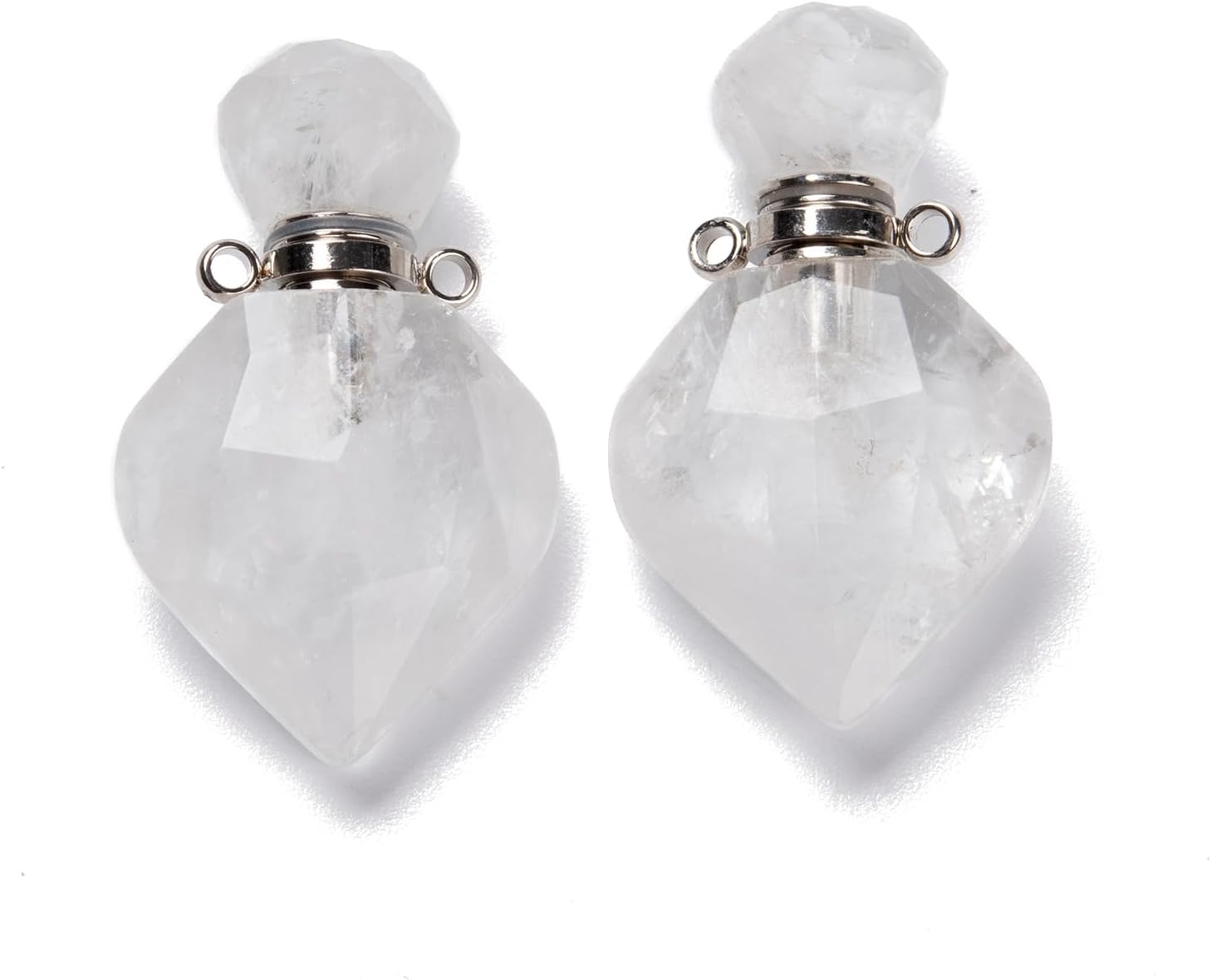 2pcs Natural Stone Crystal Perfume Bottle Pendant Gemstone Essential Oil Hanging Diffuser Vial Ornament for Necklace Jewelry Making