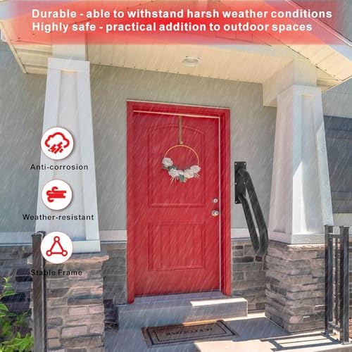 2Pcs Handrail for 1-3 Steps,U Shaped Black Elderly Safety Grab Bar for Stairs Wall Mounted Hand Railing for Outdoor Garage Entry Interior or Exterior Stairway