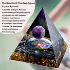 Orgone Pyramid - Positive Energy Source for Meditation, Stress Relief, Wealth Attraction | Crystal Pyramid Orgonite with Protection Crystals | Ideal Energy Generator & Stylish Room Decor
