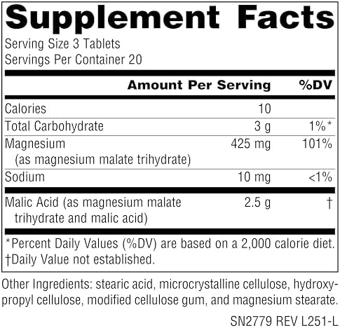Source Naturals Malic Acid, Supports Muscles and Energy Production*, 2,500 mg - 60 Tablets