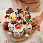 37 Pcs Cowboy Happy Birthday Cake Toppers -Western Birthday Decorations Signs Cupcake Toppers Party Decorations, Glitter Cowboy Themed Party Supplies Decor for Kids, Boys, Girls, Baby Showers