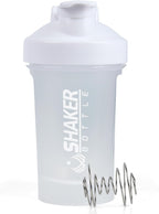 Shaker Bottle,400ml Small Protein Shaker Bottle with Mixing Ball, Portable 14oz GYM Shakes Cup for Workout,BPA free, 100% Leak Proof,Dishwasher Safe（White）