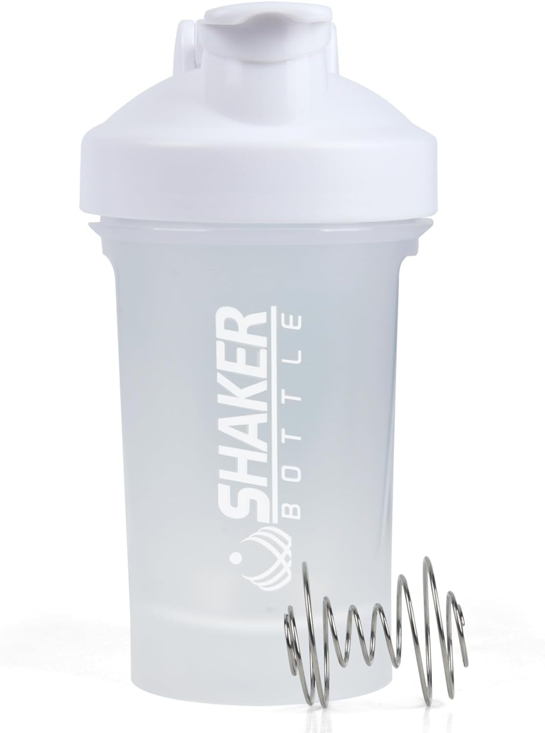 Shaker Bottle,400ml Small Protein Shaker Bottle with Mixing Ball, Portable 14oz GYM Shakes Cup for Workout,BPA free, 100% Leak Proof,Dishwasher Safe（White）