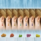 Genuine Stone Beaded Earrings 7 Pairs Dangle Earrings Chakra Earring Healing Crystal Lightweight Colorful Gemstone Earrings Gifts for Women Mom