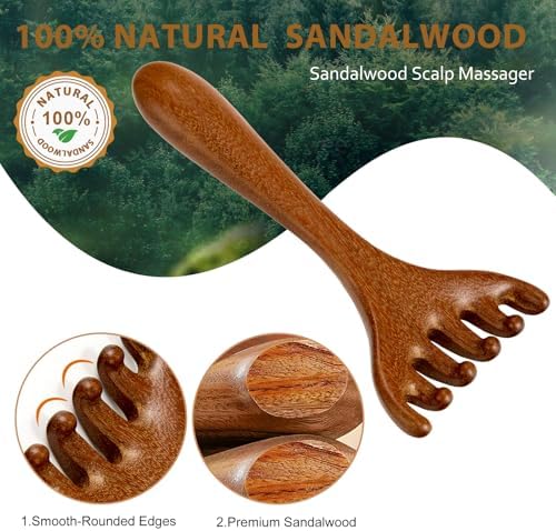 6 Claws Wood Scalp Massager, Sandalwood Gua Sha Comb, Head Scalp Scratcher Massage Tool for Deep Relaxation & Stress Reductio Gifts(MoyRetty)