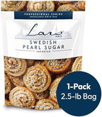 Lars Own Professional Series Swedish Pearl Sugar – 1-Pack, 2.5-lb Resealable Bag – Non-Melting, All-Natural Decorative Nib Sugar for Baking