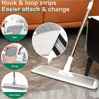 18" Professional Microfiber Mop Floor Cleaning System, Flat Mops with Stainless Steel Handle, 4 Reusable Washable Mop Pads, Wet and Dust Mopping for Hardwood, Vinyl, Laminate (White&Grey)