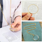 Joyzan Optical Magnifier Necklace, 5X Magnifying Glass Lens Chain Monocle Pendant Mini Portable Hanging Loupe Eyepiece Library Reading Fine Print Zooming Increase Vision Jewelry Newspaper Map Elder